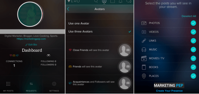 Vero App features